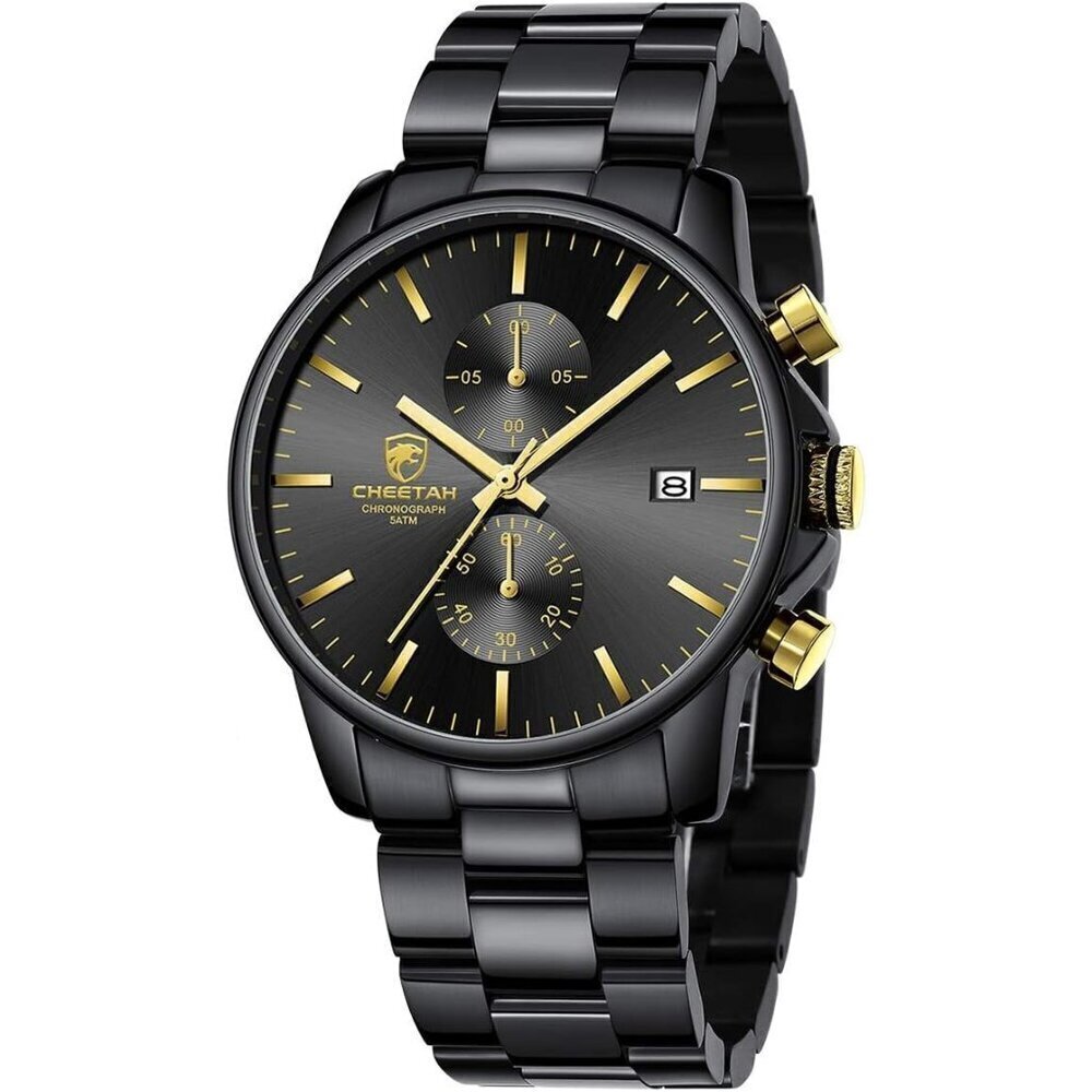 FashionBusiness Men's Watches with Stainless Steel Waterproof Chronograph Quartz